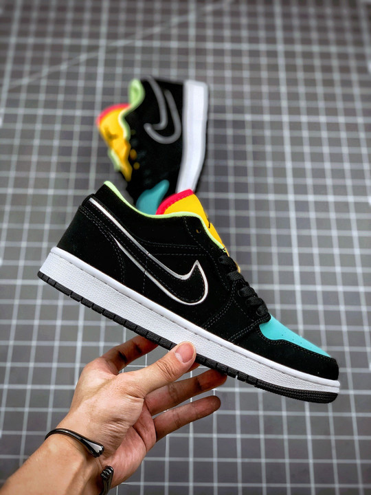 Air jordan 1 low black yellow turquoise