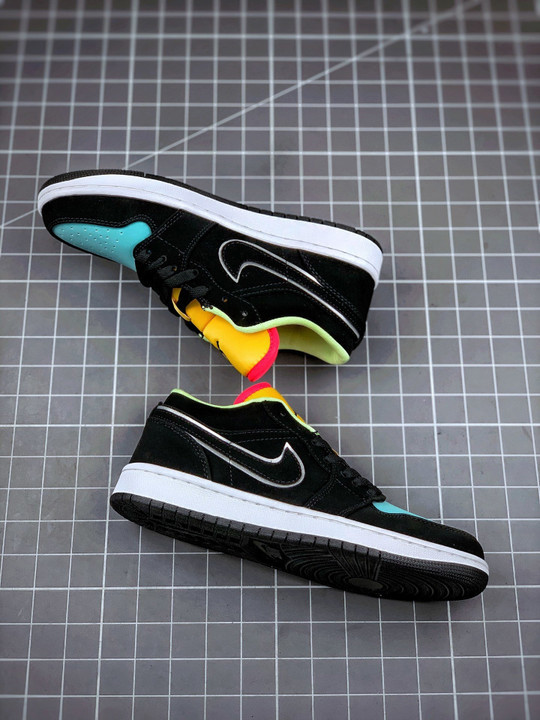 Air jordan 1 low black yellow turquoise