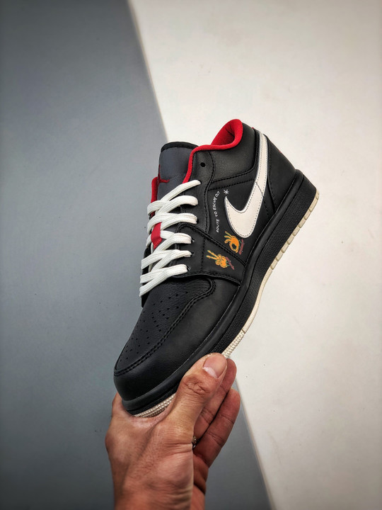 Air jordan 1 low born to flyblack/white-fitness red fj7073-010