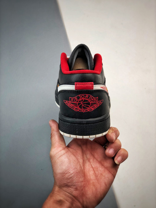 Air jordan 1 low born to flyblack/white-fitness red fj7073-010