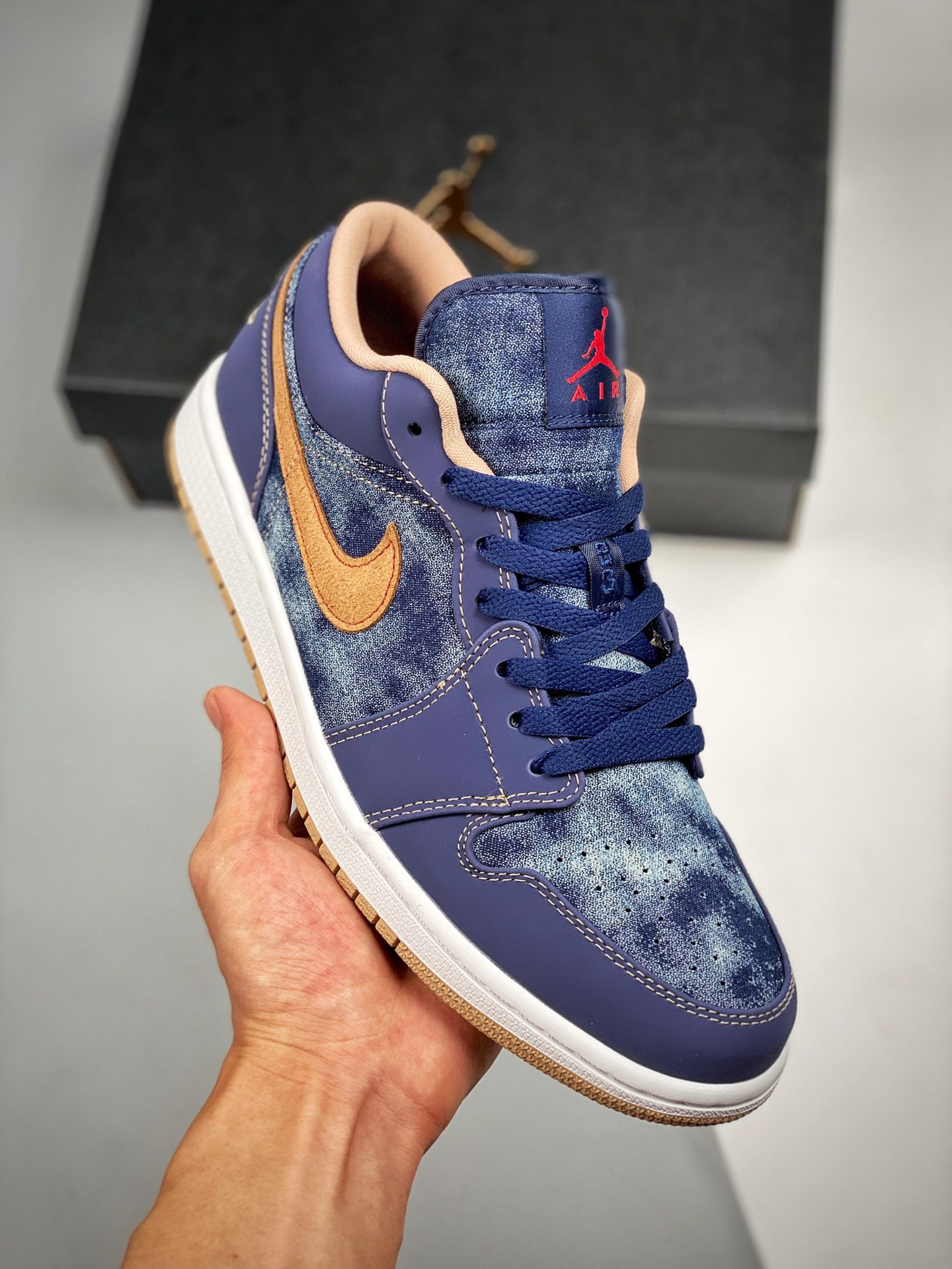 Air jordan 1 low denimmidnight navy/university red-white-hemp
