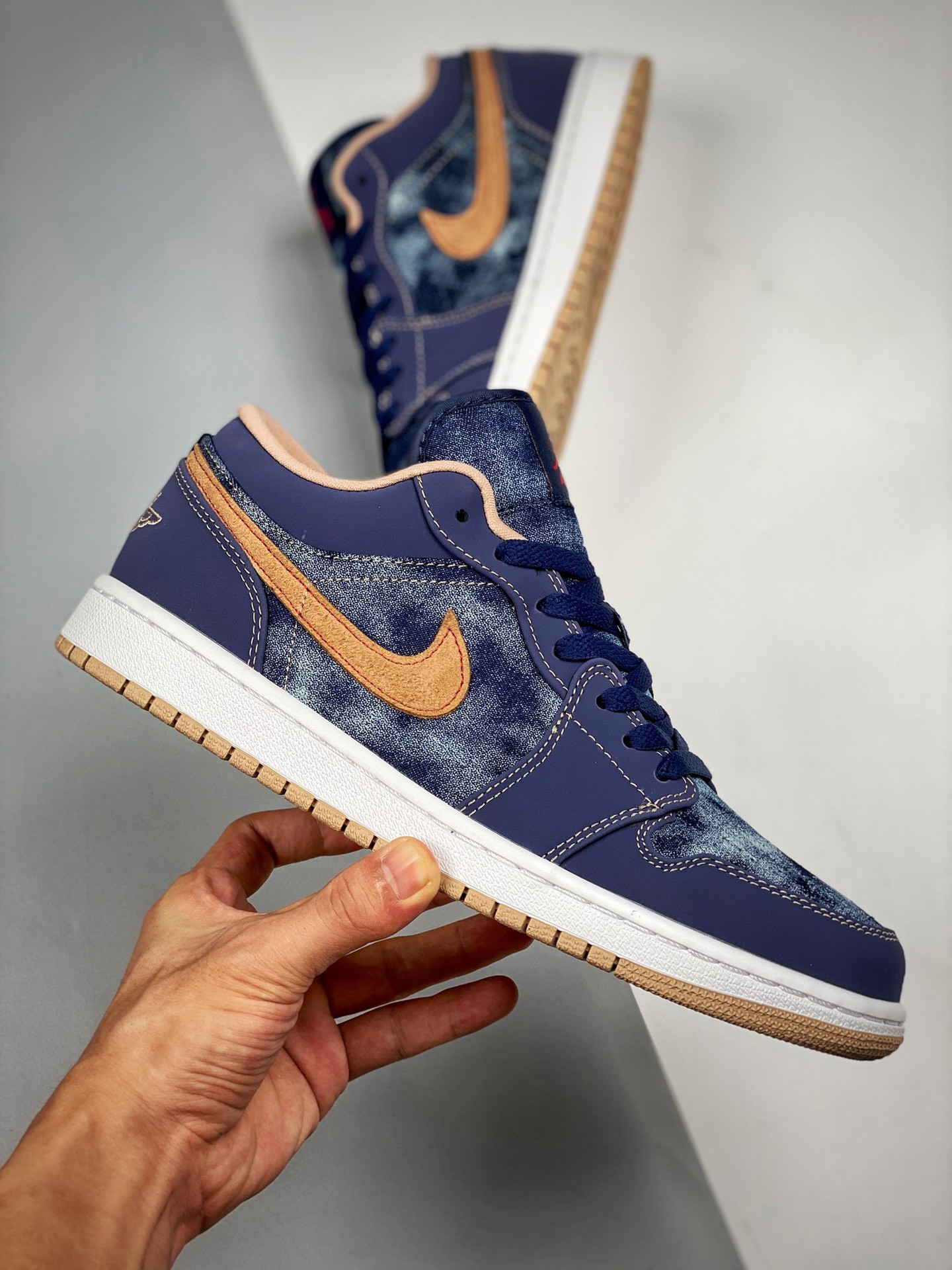 Air jordan 1 low denimmidnight navy/university red-white-hemp