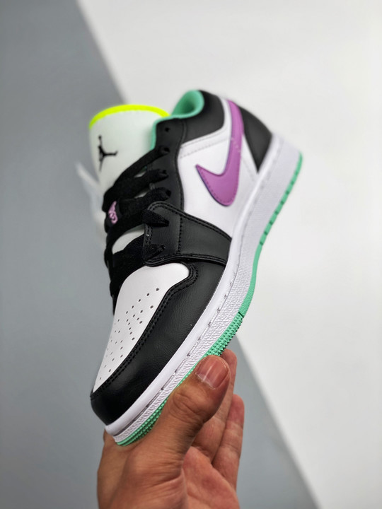 Air jordan 1 low gs white/black-green glow