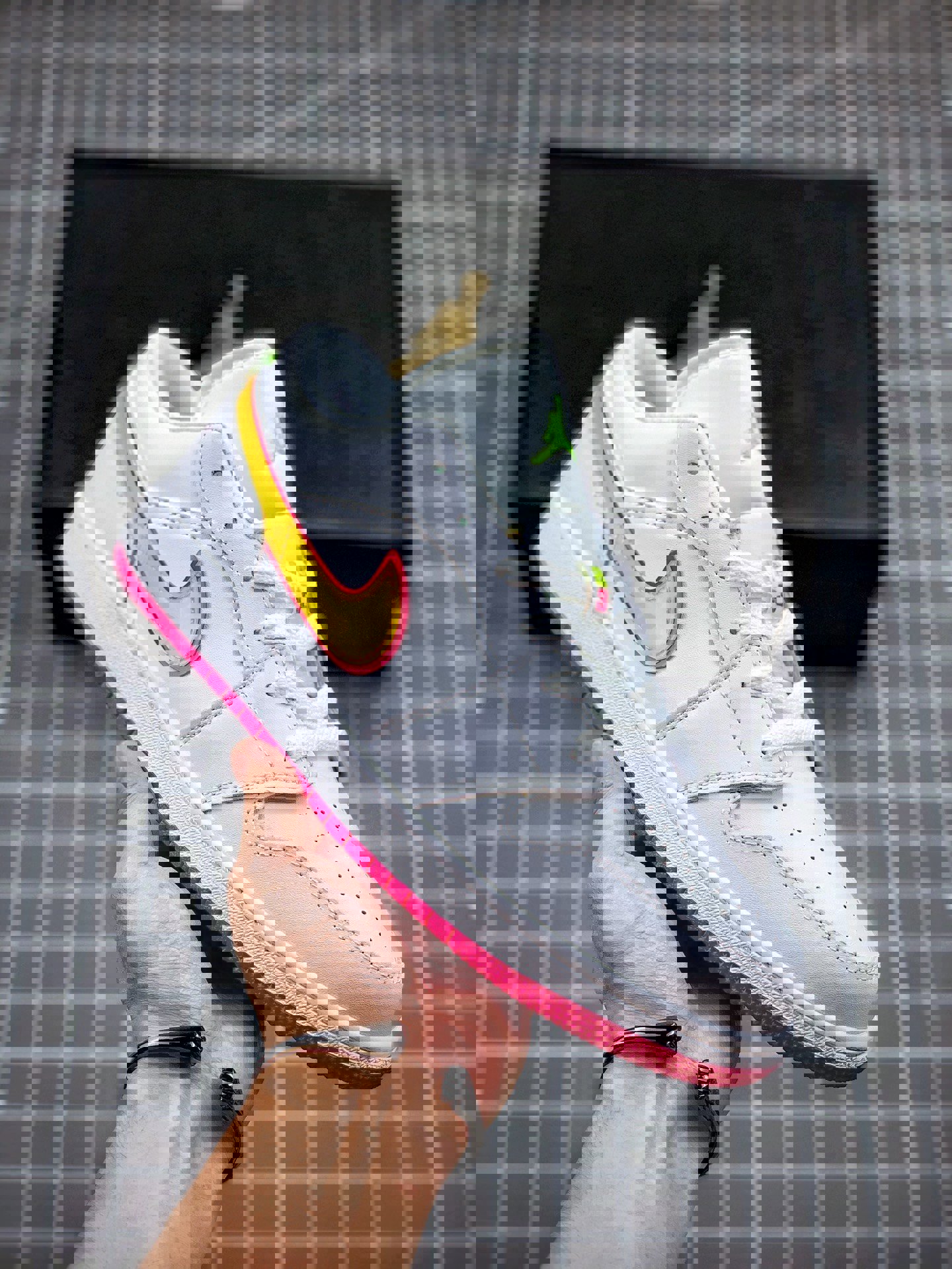 Air jordan 1 low gs white yellow pink cv4610-100