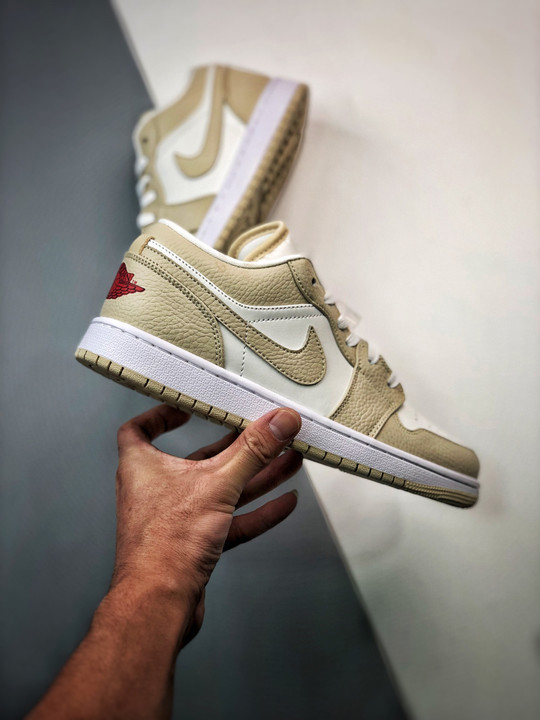 Air jordan 1 low heavy tan leather fb7168-121