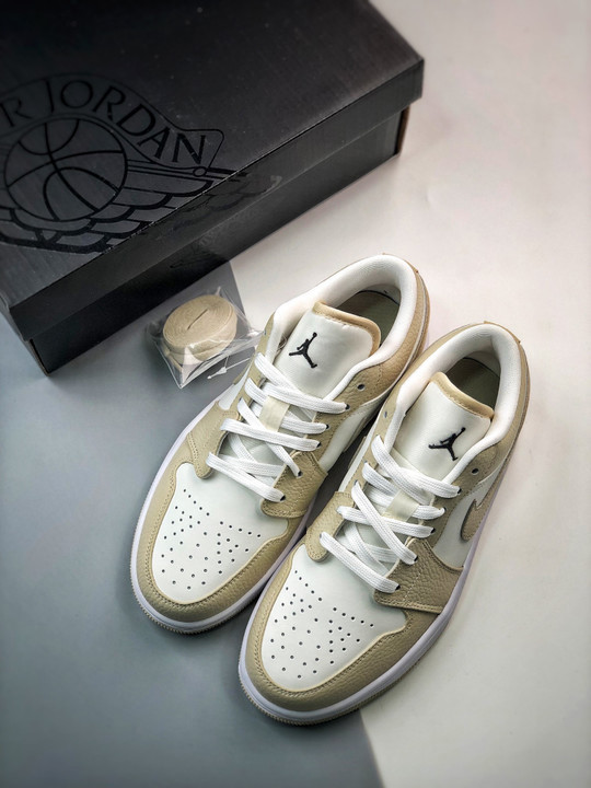 Air jordan 1 low heavy tan leather fb7168-121