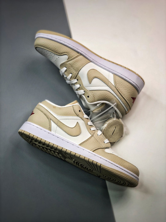 Air jordan 1 low heavy tan leather fb7168-121