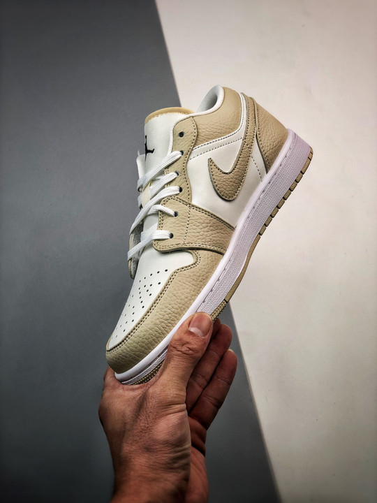Air jordan 1 low heavy tan leather fb7168-121