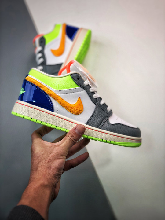 Air jordan 1 low hoops white/coconut milk - shadow green - laser orange