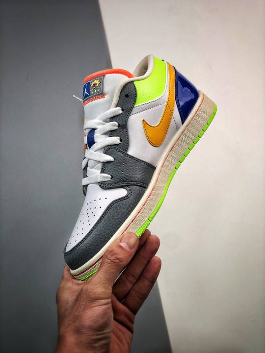 Air jordan 1 low hoops white/coconut milk - shadow green - laser orange