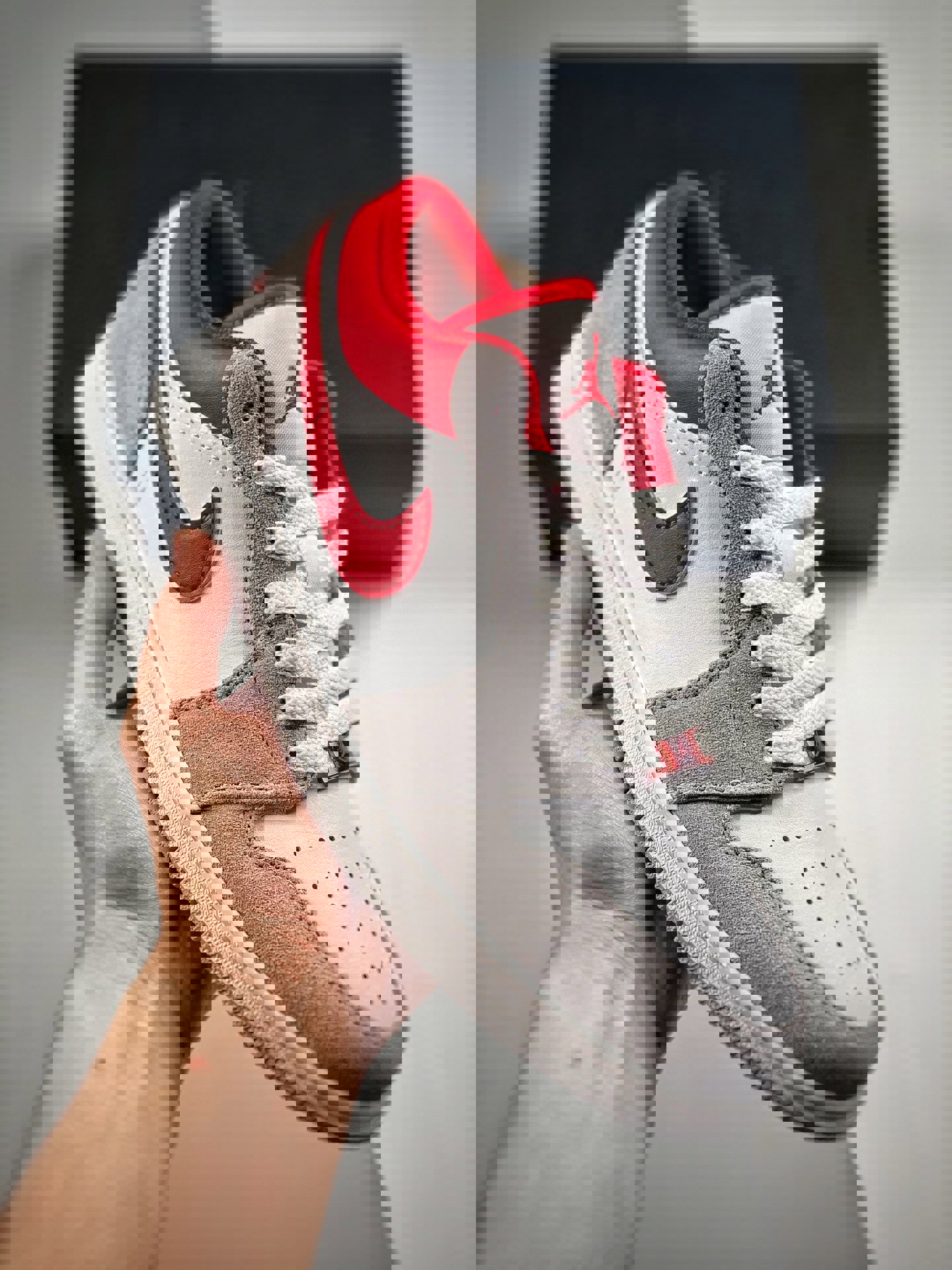 Air jordan 1 low light smoke grey/white-gym red dc6991-016