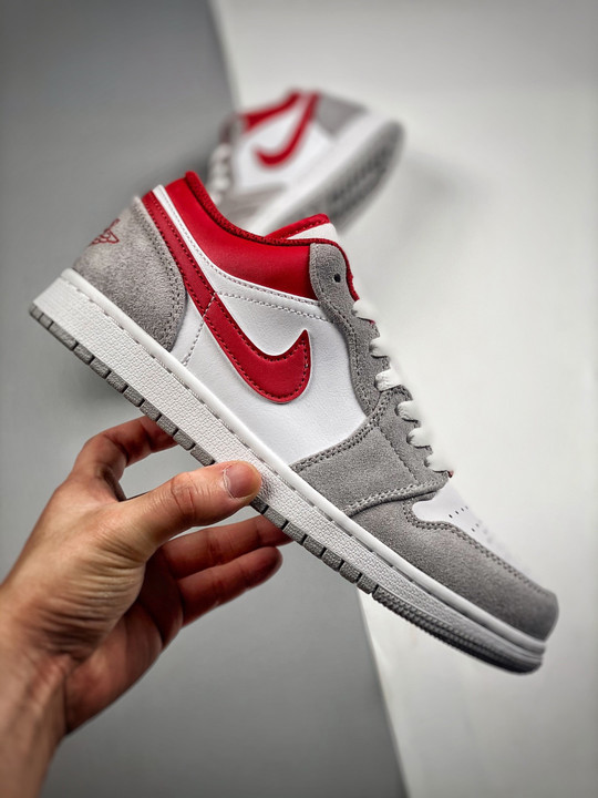 Air jordan 1 low light smoke grey/white-gym red dc6991-016