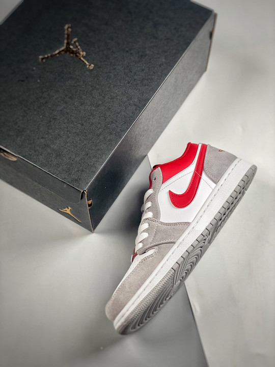 Air jordan 1 low light smoke grey/white-gym red dc6991-016