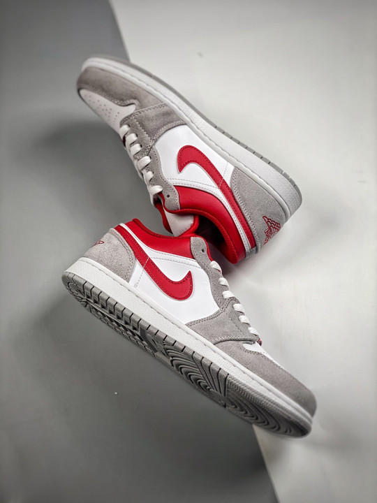 Air jordan 1 low light smoke grey/white-gym red dc6991-016