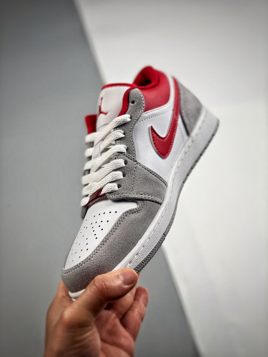 Air jordan 1 low light smoke grey/white-gym red dc6991-016
