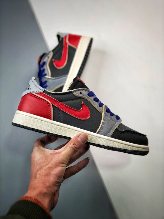 Air jordan 1 low og ex black/dark smoke grey-red