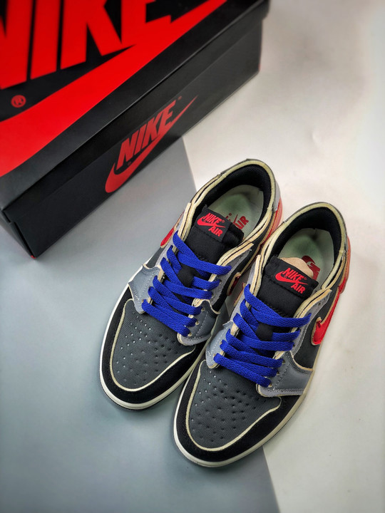 Air jordan 1 low og ex black/dark smoke grey-red