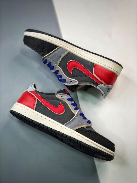 Air jordan 1 low og ex black/dark smoke grey-red