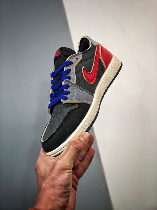 Air jordan 1 low og ex black/dark smoke grey-red