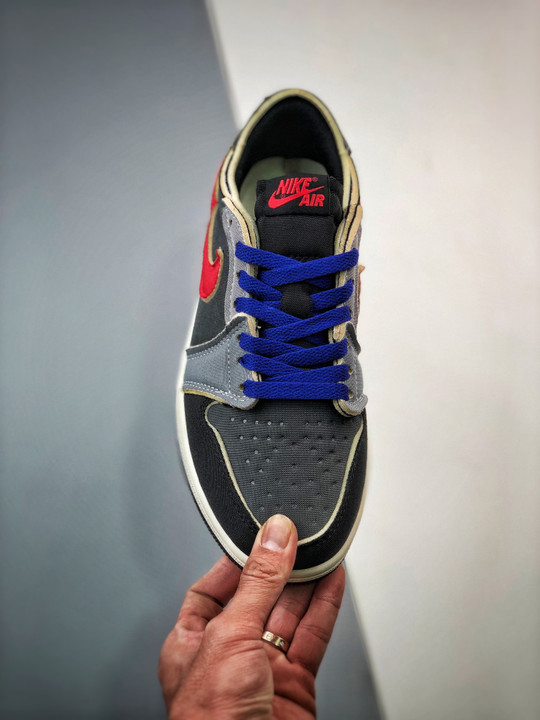 Air jordan 1 low og ex black/dark smoke grey-red