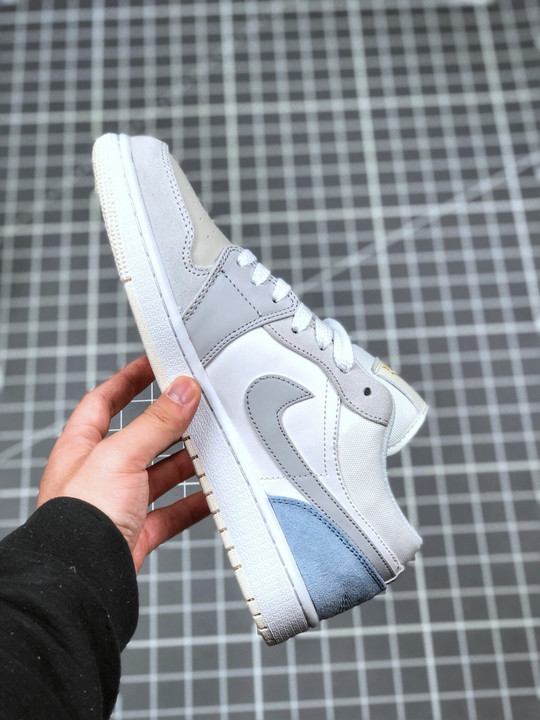 Air jordan 1 low paris white/sky grey-football grey
