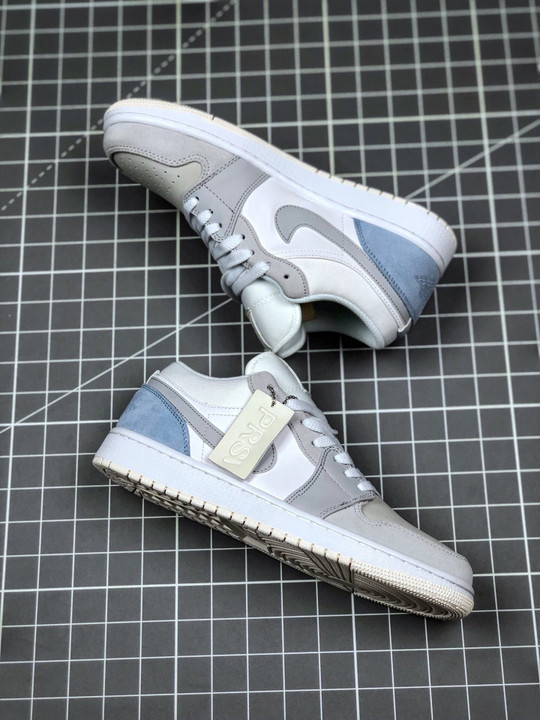Air jordan 1 low paris white/sky grey-football grey