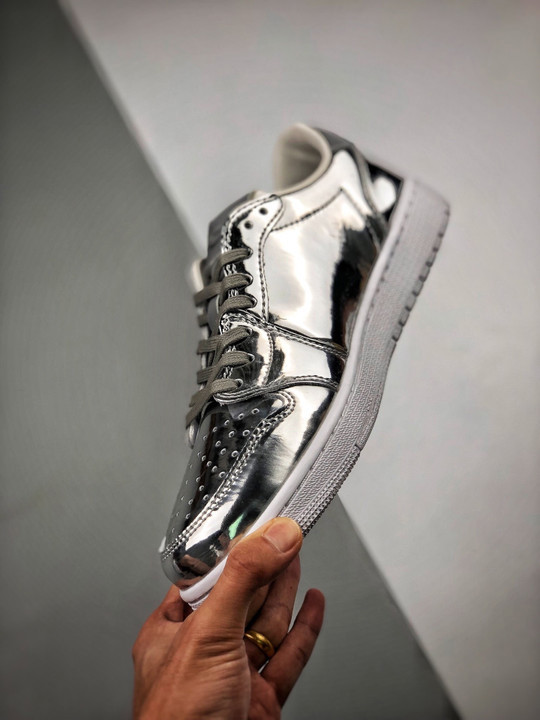 Air jordan 1 low pinnacle metallic silver/white