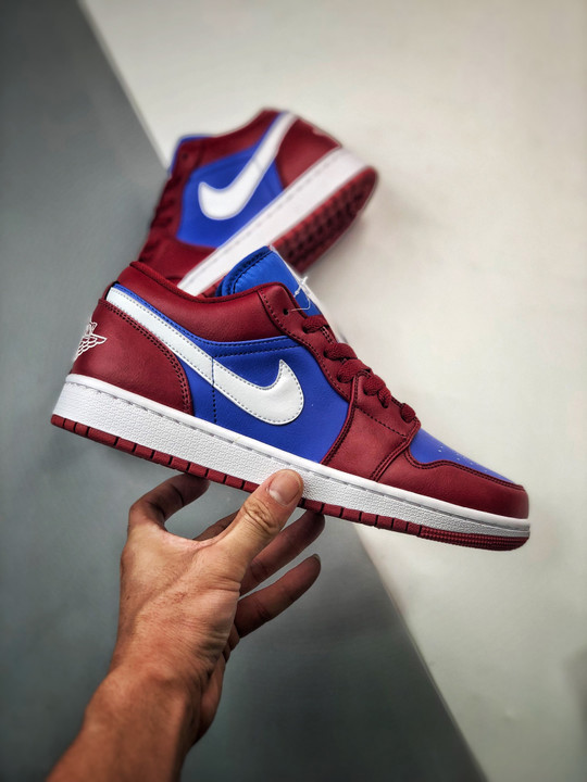Air jordan 1 low pomegranate/medium blue-white dc0774-604