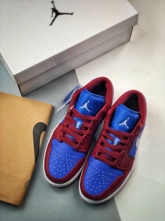Air jordan 1 low pomegranate/medium blue-white dc0774-604