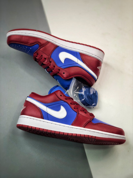 Air jordan 1 low pomegranate/medium blue-white dc0774-604
