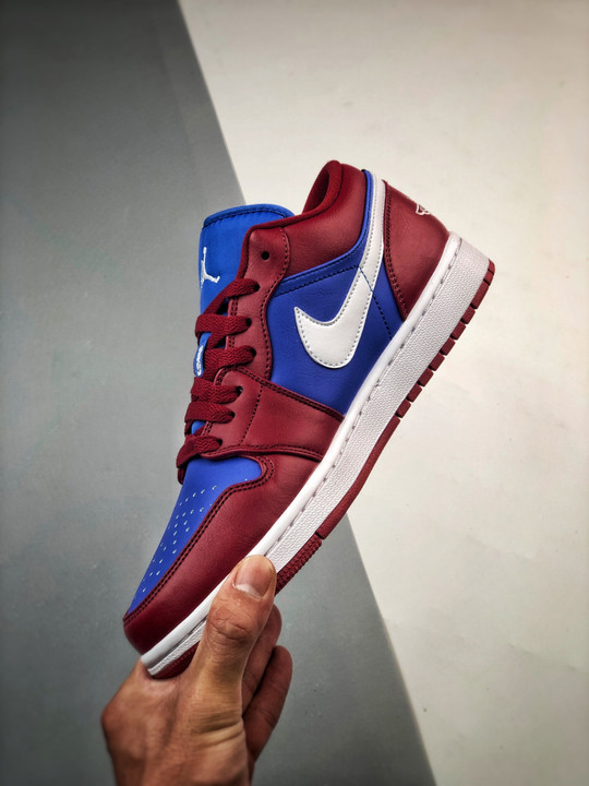 Air jordan 1 low pomegranate/medium blue-white dc0774-604