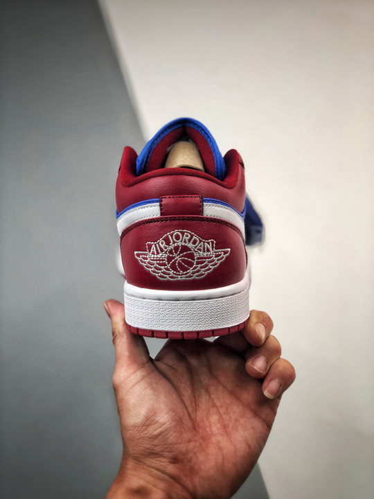 Air jordan 1 low pomegranate/medium blue-white dc0774-604