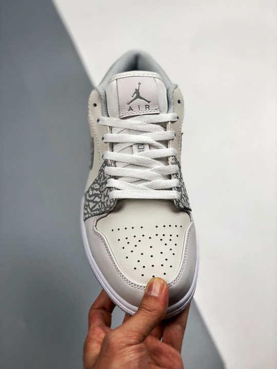 Air jordan 1 low prm elephant printwhite/neutral grey-sail