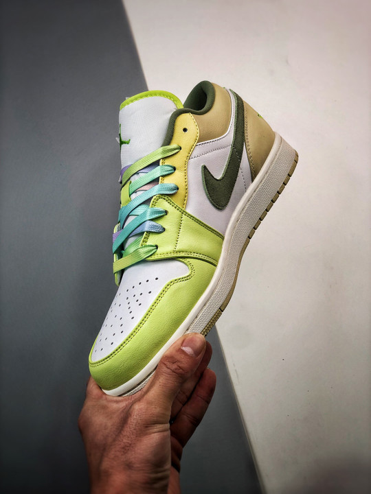 Air jordan 1 low sail/light olive-pale citron-desert fd9906-131