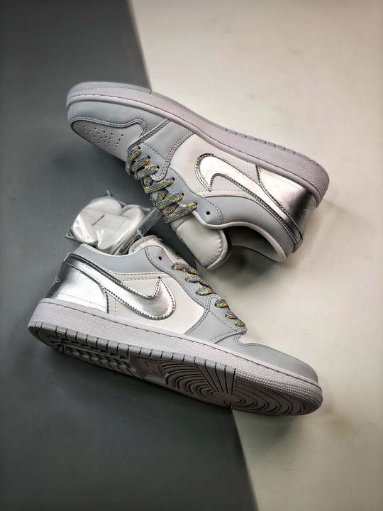 Air jordan 1 low se tear away silver white/light grey dx6070-101