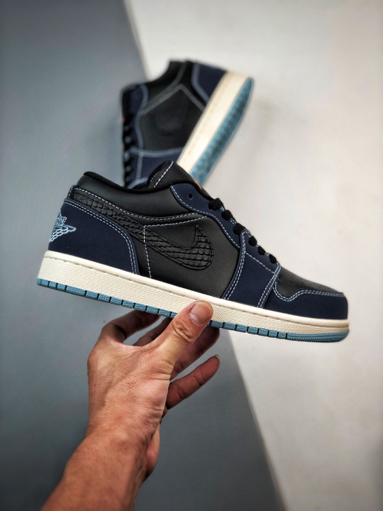 Air jordan 1 low snakeskin midnight navy fj5478-010