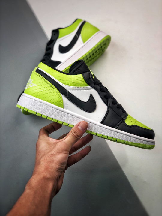 Air jordan 1 low vivid green snakeskin dx4446-301