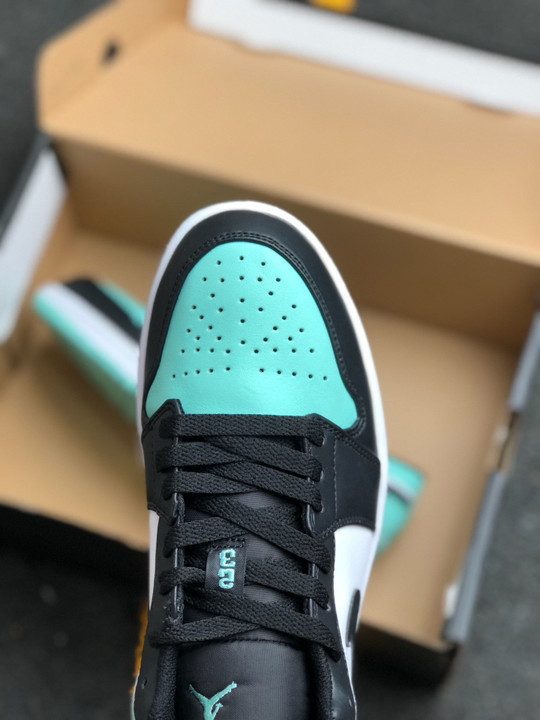 Air jordan 1 low white/emerald rise-black 553558-117