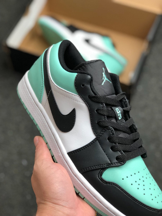 Air jordan 1 low white/emerald rise-black 553558-117