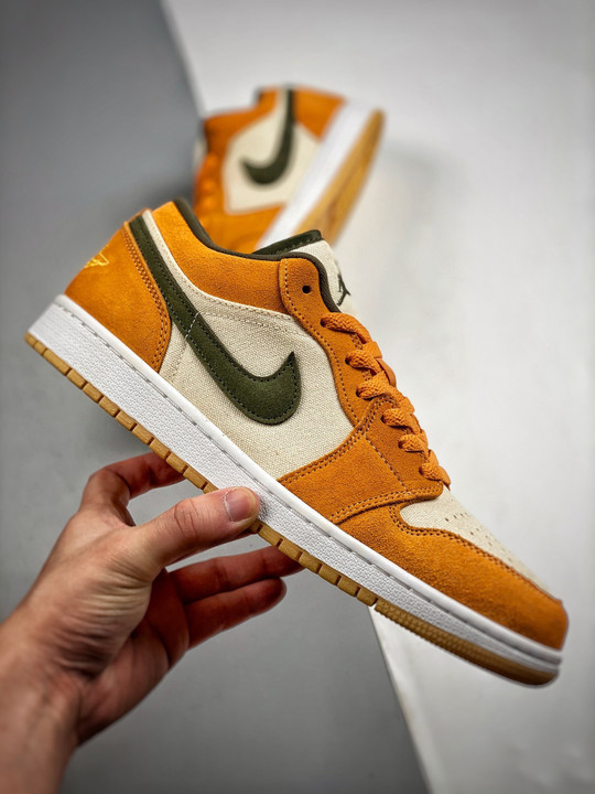 Air jordan 1 low white/light curry/medium olive dh6931-102