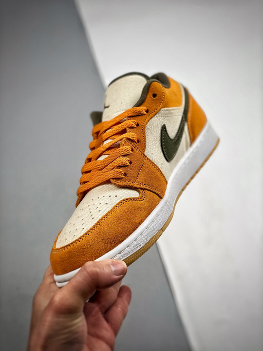 Air jordan 1 low white/light curry/medium olive dh6931-102