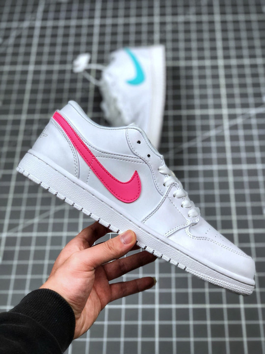 Air jordan 1 low white multi-color swoosh cw7033-100