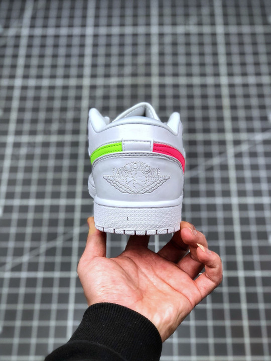 Air jordan 1 low white multi-color swoosh cw7033-100