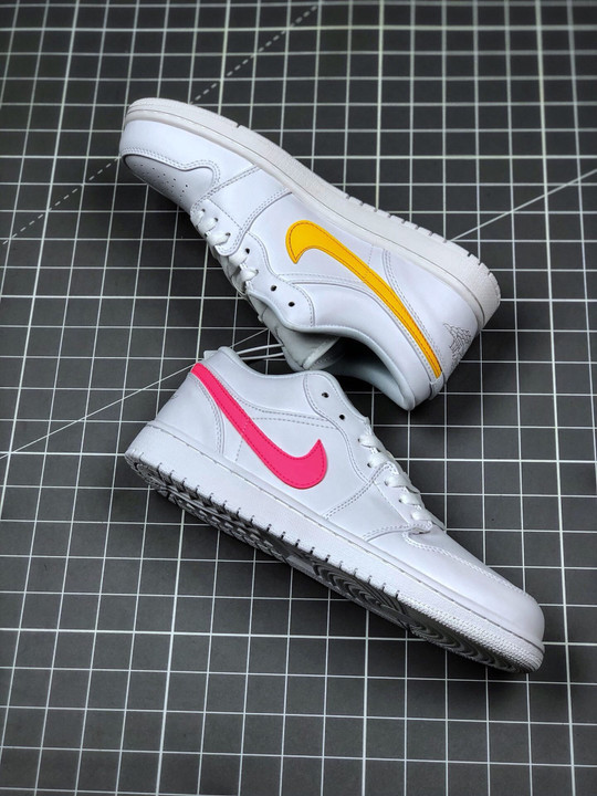 Air jordan 1 low white multi-color swoosh cw7033-100