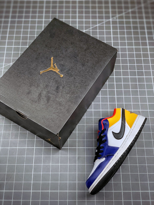 Air jordan 1 low white/royal blue-yellow 553558-123