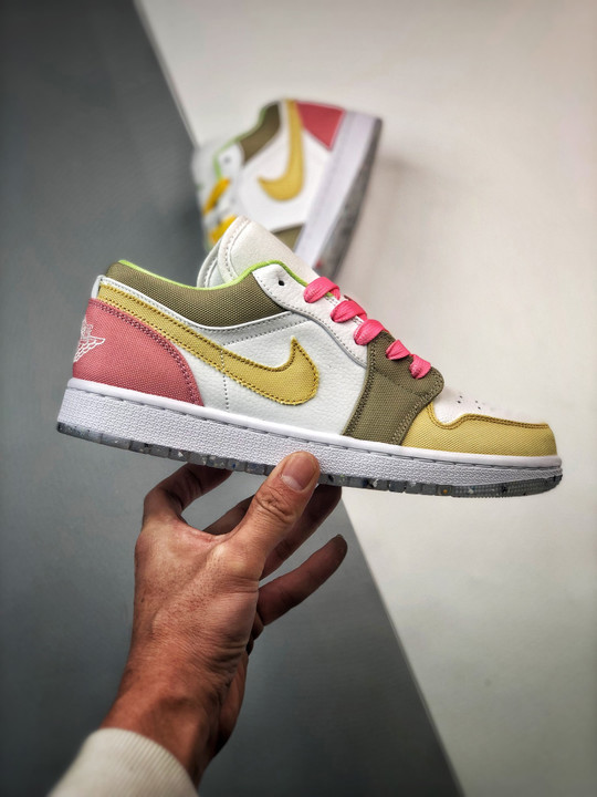 Air jordan 1 low white/vivid green dj0341-100