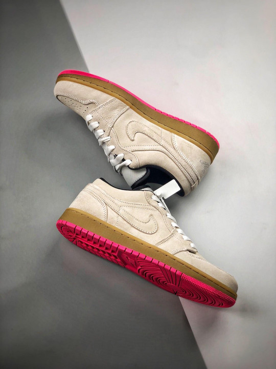 Air jordan 1 low white/white-gym yellow-hyper pink
