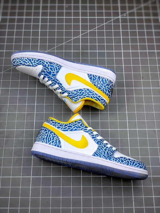 Air jordan 1 retro low west coast white/varsity maize-university blue