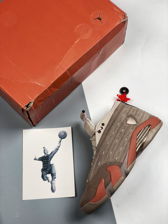 Clot x air jordan 14 low sepia stone/terra blush-desert sand