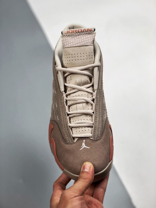 Clot x air jordan 14 low sepia stone/terra blush-desert sand